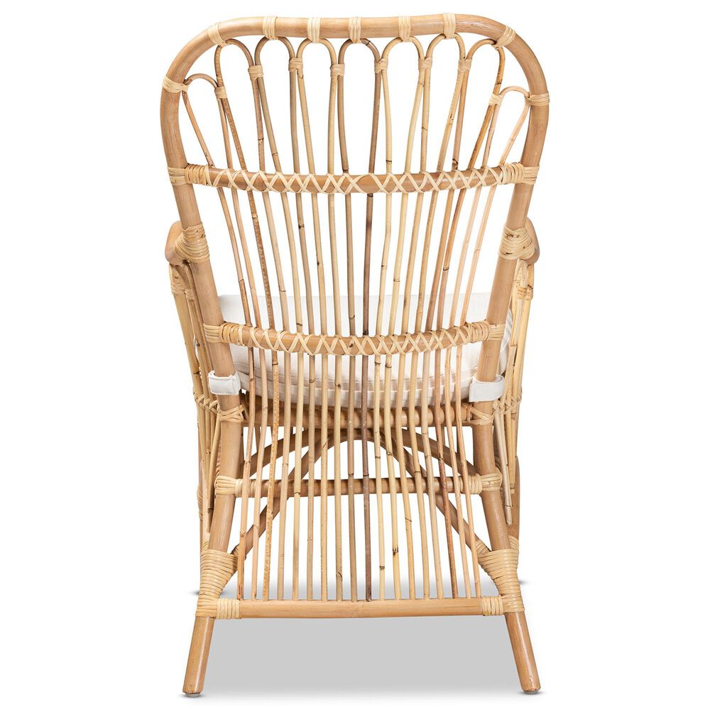 Baxton Studio Aya Rattan Arm Chair in White, , large