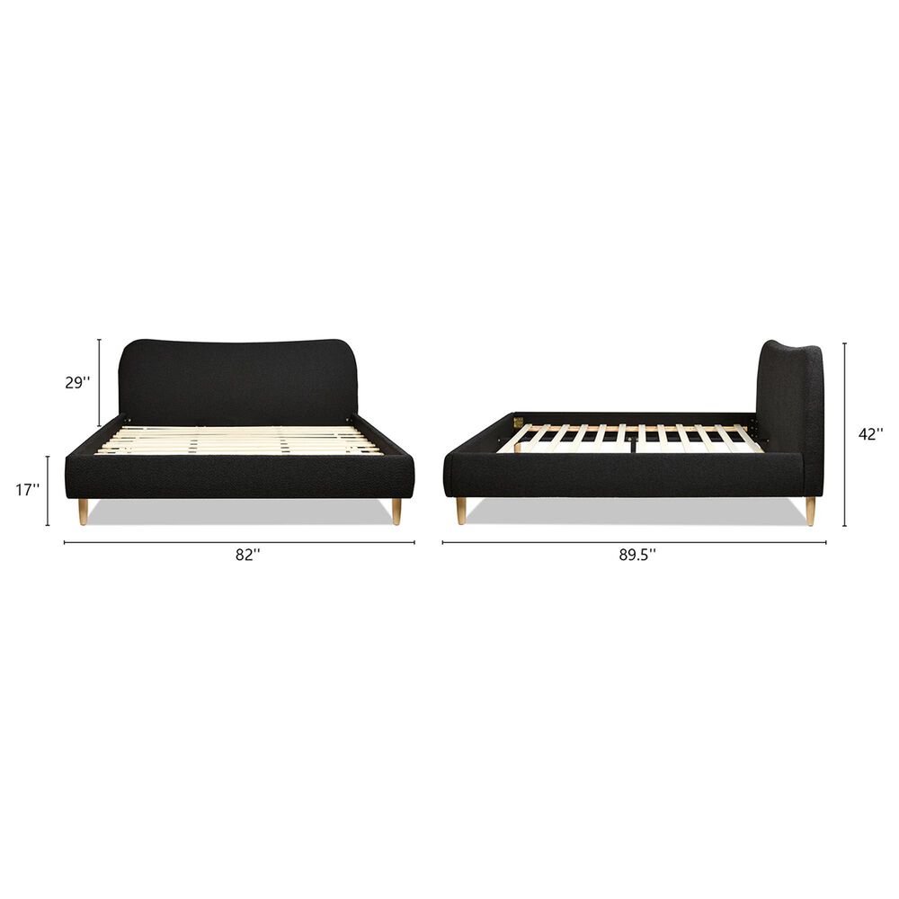 Jennifer Taylor Home Roman King Platform Bed with Ebony Black Upholstered in Natural Whitewashed, , large