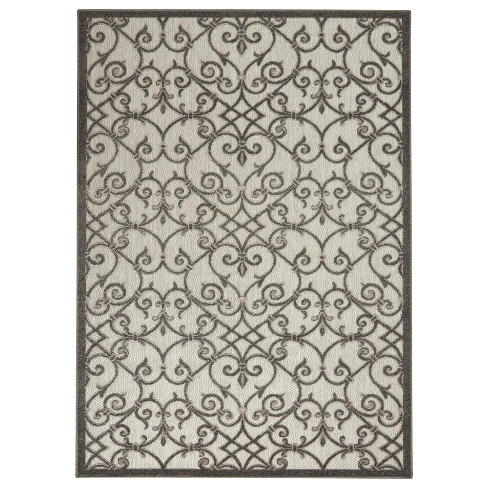 Nourison Aloha 5"3" x 7"5" Grey and Charcoal Indoor/Outdoor Area Rug, , large