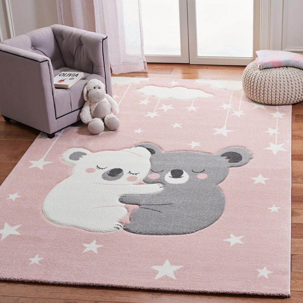 Safavieh Carousel 5&#39;3&quot; x 7&#39;6&quot; Pink and White Kids  Area Rug, , large