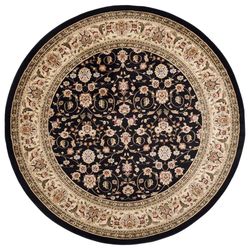 Safavieh Lyndhurst LNH316 8" Round Black and Ivory Area Rug, , large