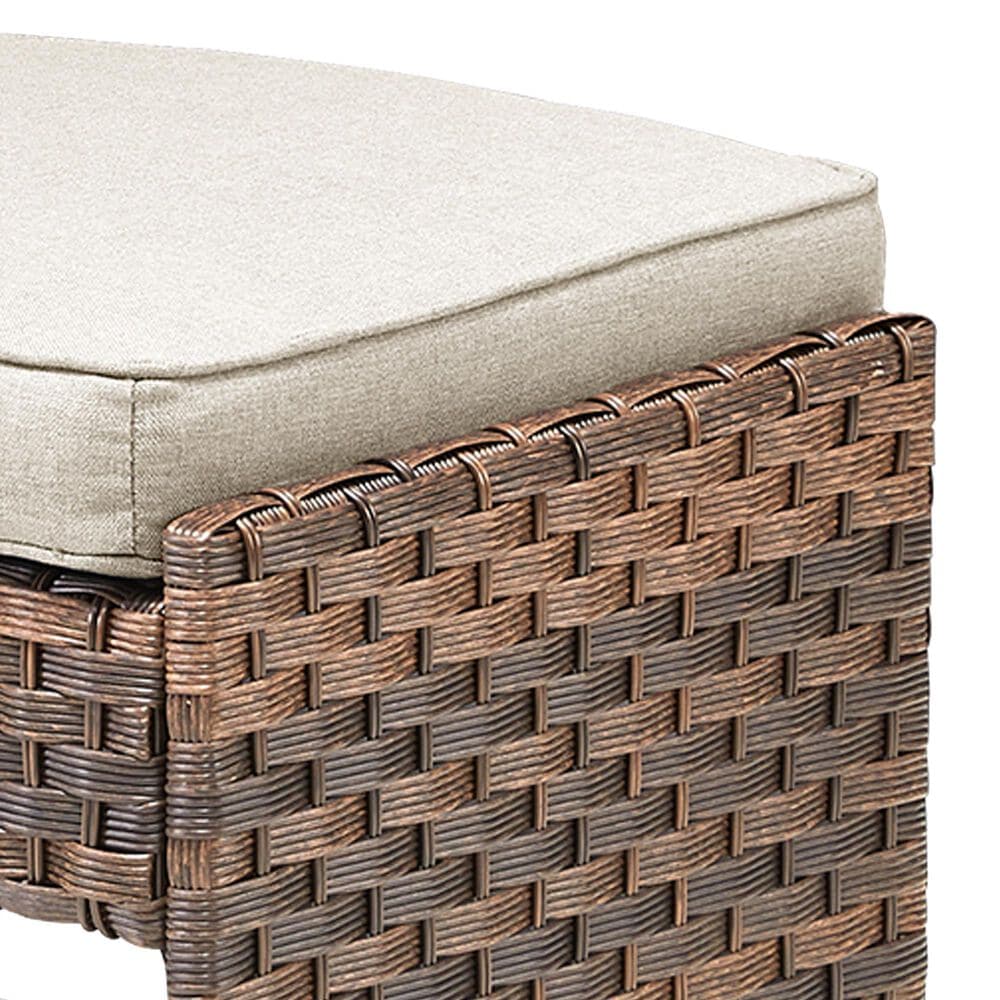 Hearth and Haven Patio Wicker Ottoman with Open Base Design in Beige (Set of 2), , large