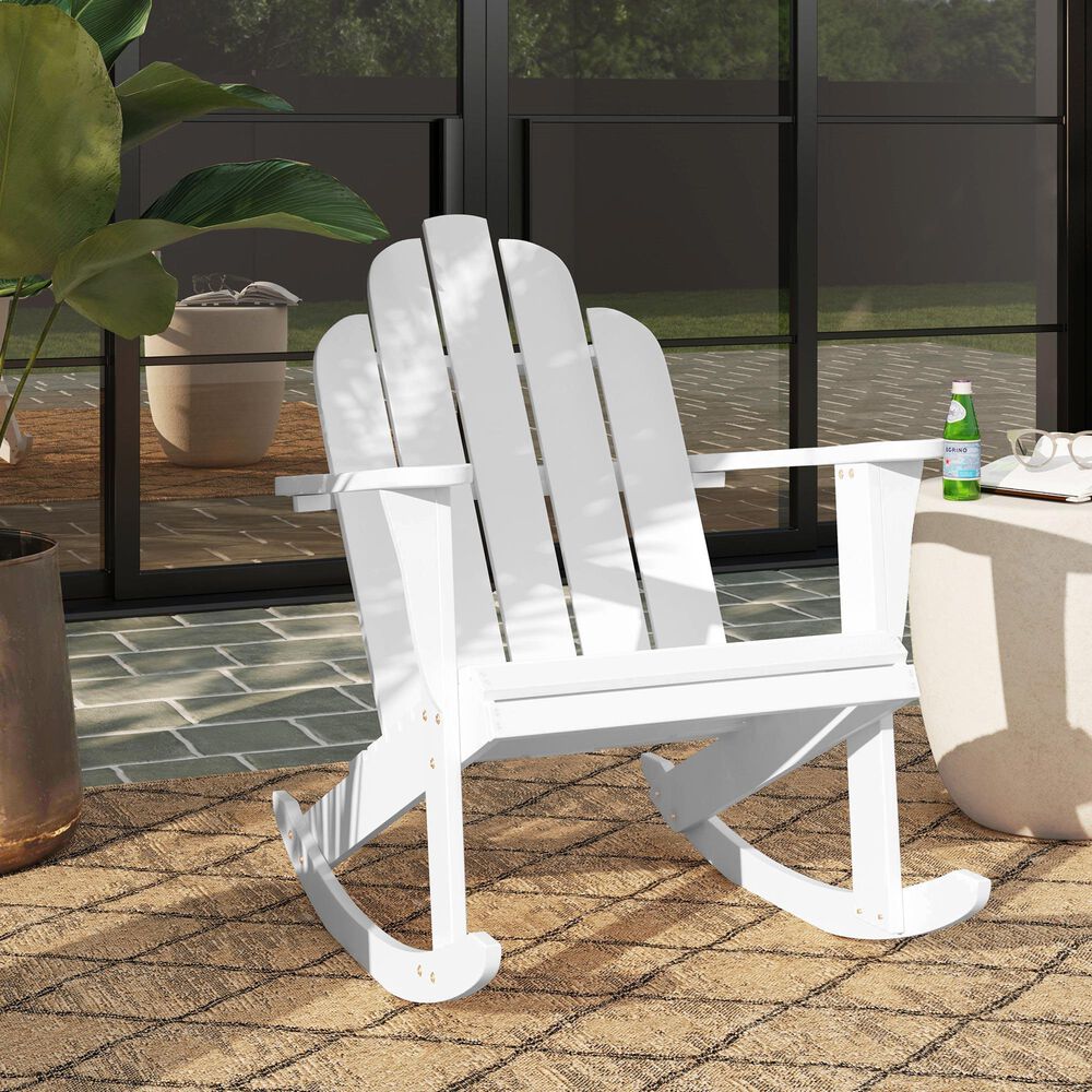 Linon Home Decor Adirondack Rocking Chair in White, , large