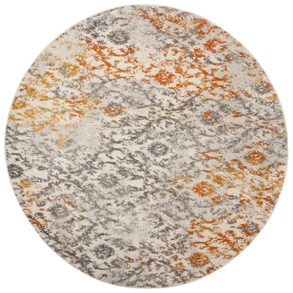 Safavieh Madison MAD608K 5" Round Cream and Orange Area Rug, , large