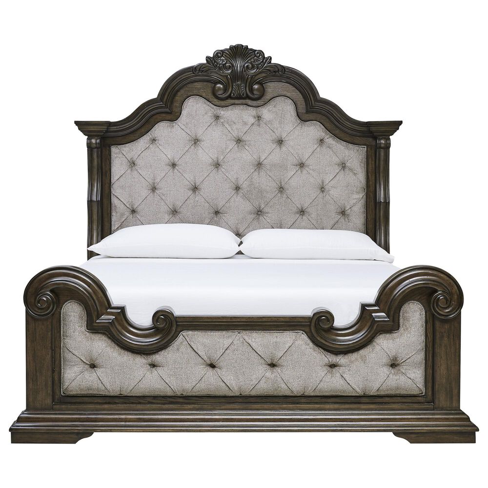 Millenium Queen Upholstered Bed in Dark Brown, , large