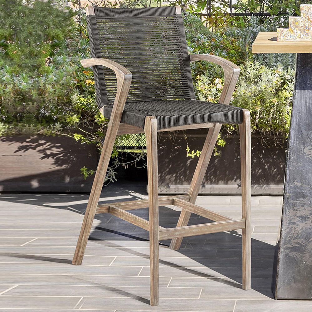 Armen Living Brielle Patio Bar Stool in Charcoal, , large