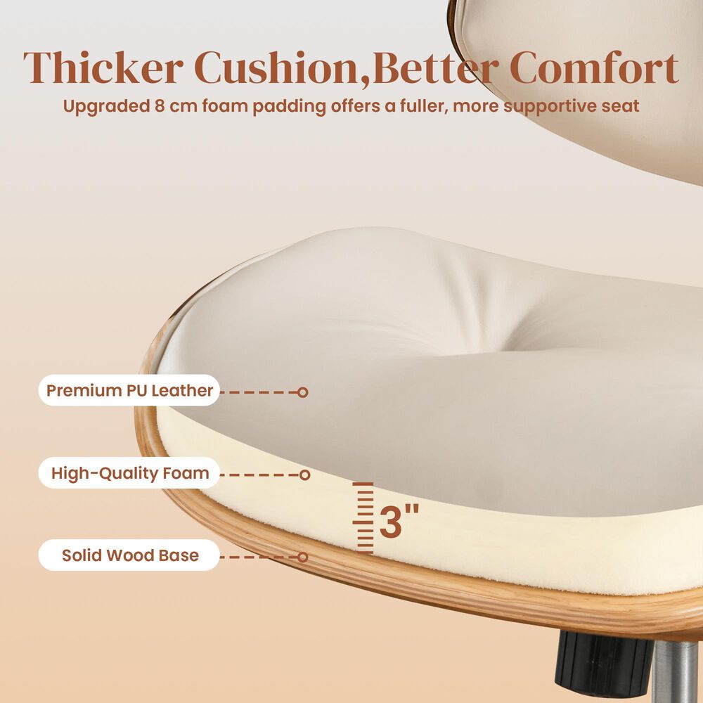 HOMLUX Ergonomic Swivel Office Chair with Button-Tufted Cushion in White, , large