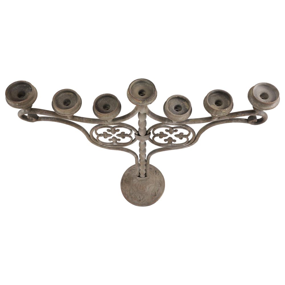 Maple and Jade 7-Light Vintage Scrolled Candelabra in Light Brown, , large