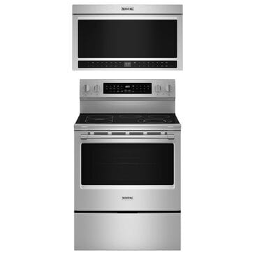 Maytag 2-Piece Kitchen Package with 5.3 Cu. Ft. Electric Range and 1.1 Cu. Ft. Over-The-Range Toaster Oven in Fingerprint Resistant Stainless Steel, , large