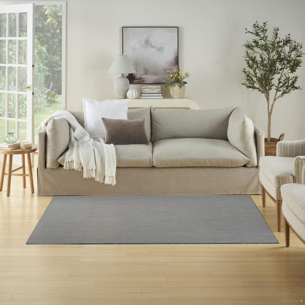 Nourison Courtyard Ivory and Blue 4&#39; x 6&#39; Indoor/Outdoor Area Rug, , large