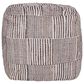 LR Home 18" Square Checkered Pouf in Cream and Black, , large