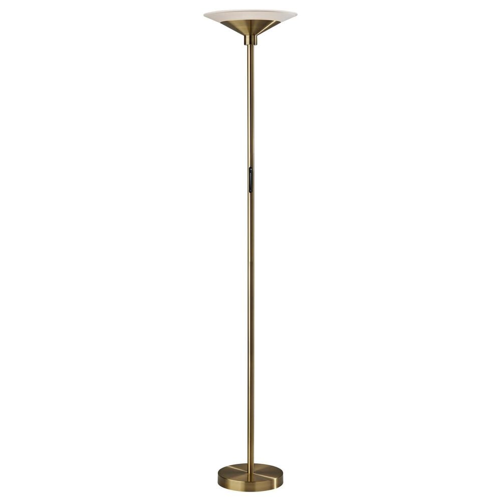 Adesso Solar LED Torchiere in Antique Brass, , large