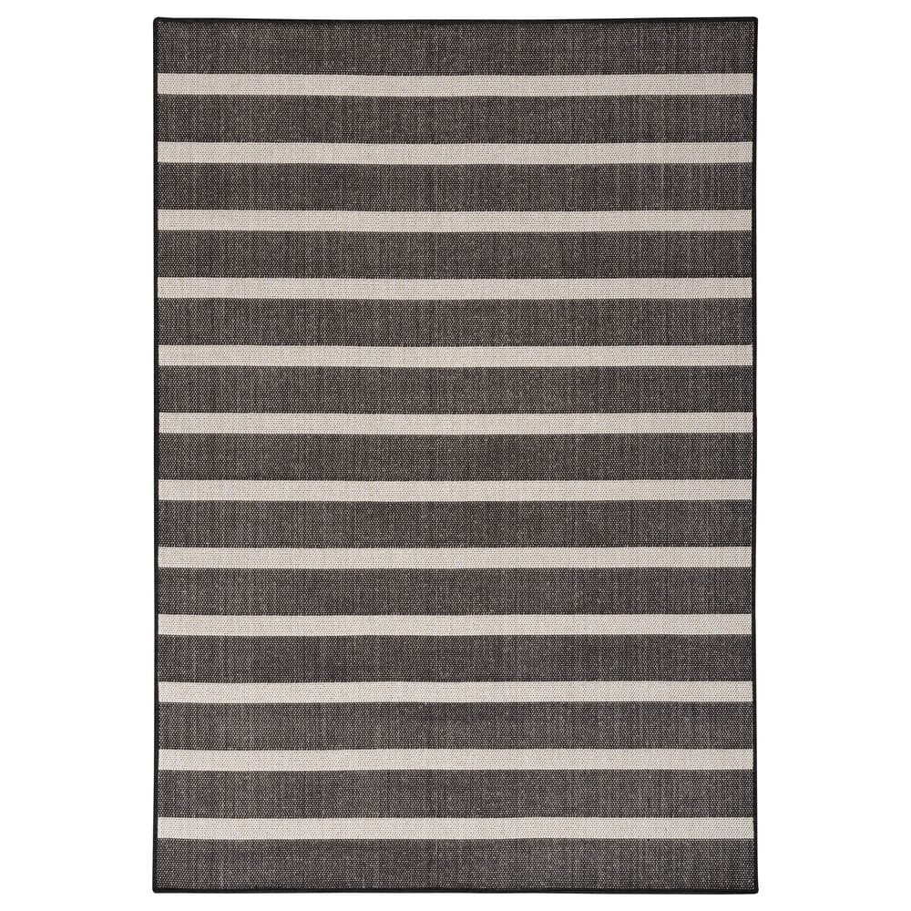 Nourison Positano POS03 Black and Ivory 4&#39; x 6&#39; Indoor/Outdoor Area Rug, , large