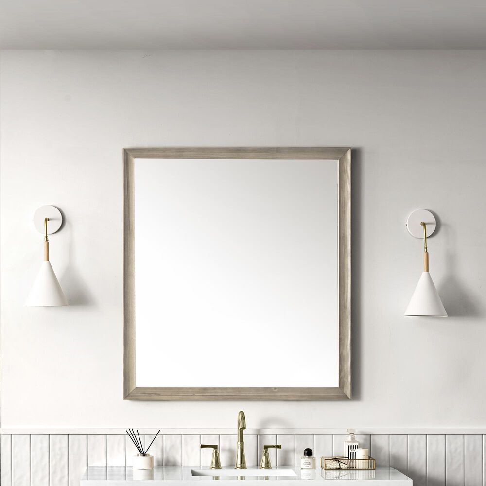 James Martin Vanities Glenbrooke 36&quot; Rectangular Mirror in Whitewashed Oak, , large