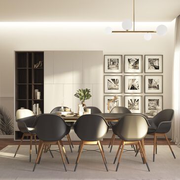 Midtown Concepts 9-Piece Dining Set in Black and Brown, , large
