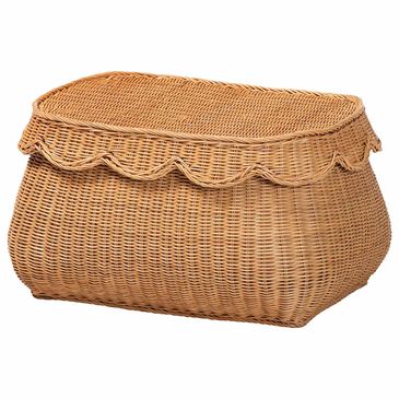 Baxton Studio Ayleen Small Basket with Scalloped Lid in Light Honey, , large