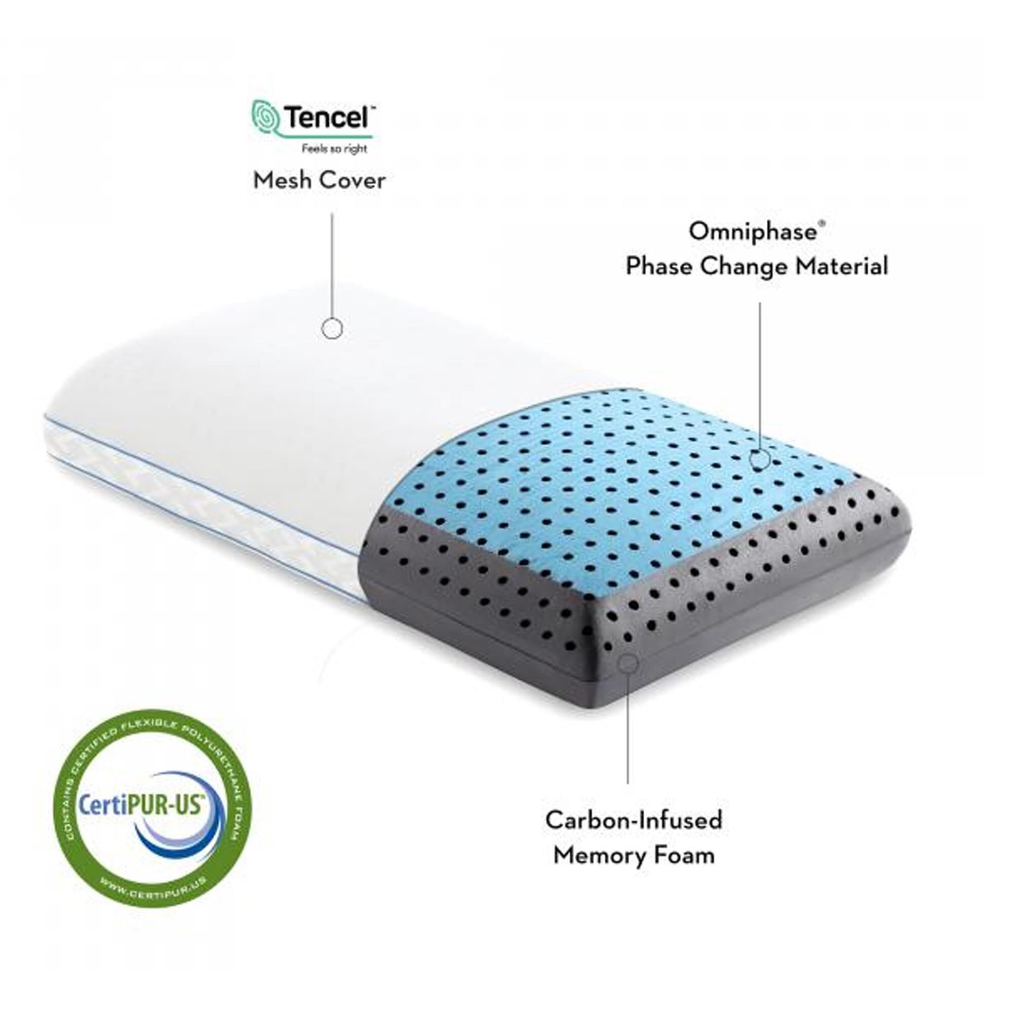 Malouf Z CarbonCool + OmniPhase LT Queen Pillow | Nebraska