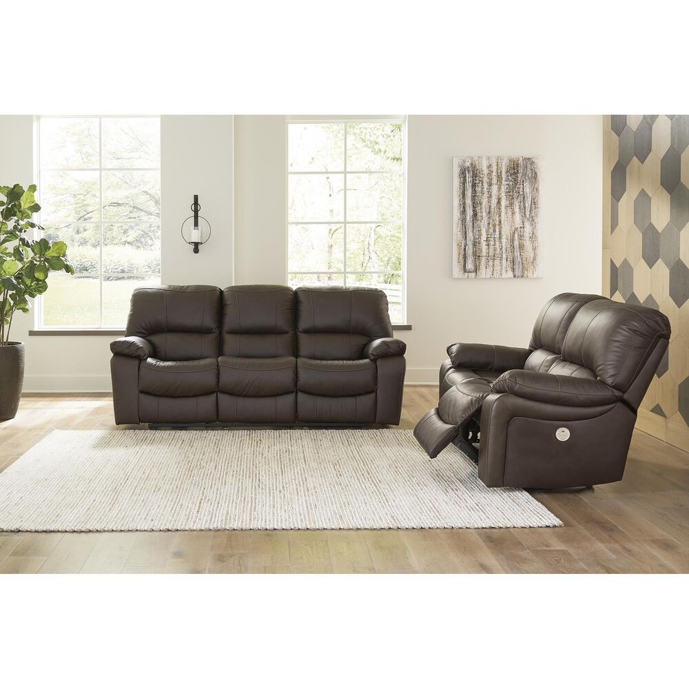 Ashley Leesworth Power Reclining Sofa in Dark Brown, , large