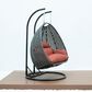 Leisuremod Patio 2-Seat Hanging Egg Swing Chair with Dark Orange Cushion in Charcoal, , large