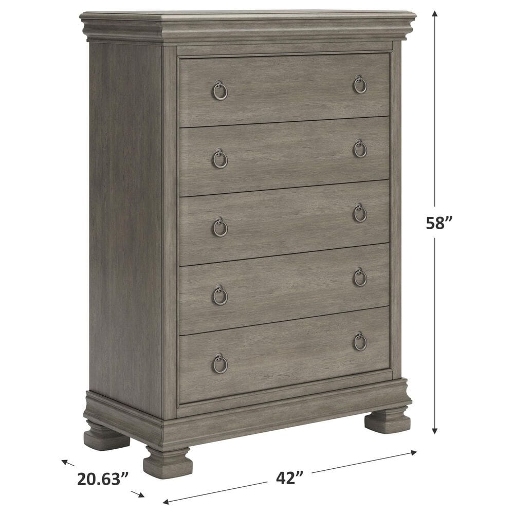 Millenium Lexorne 5-Drawer Chest in Light Gray, , large