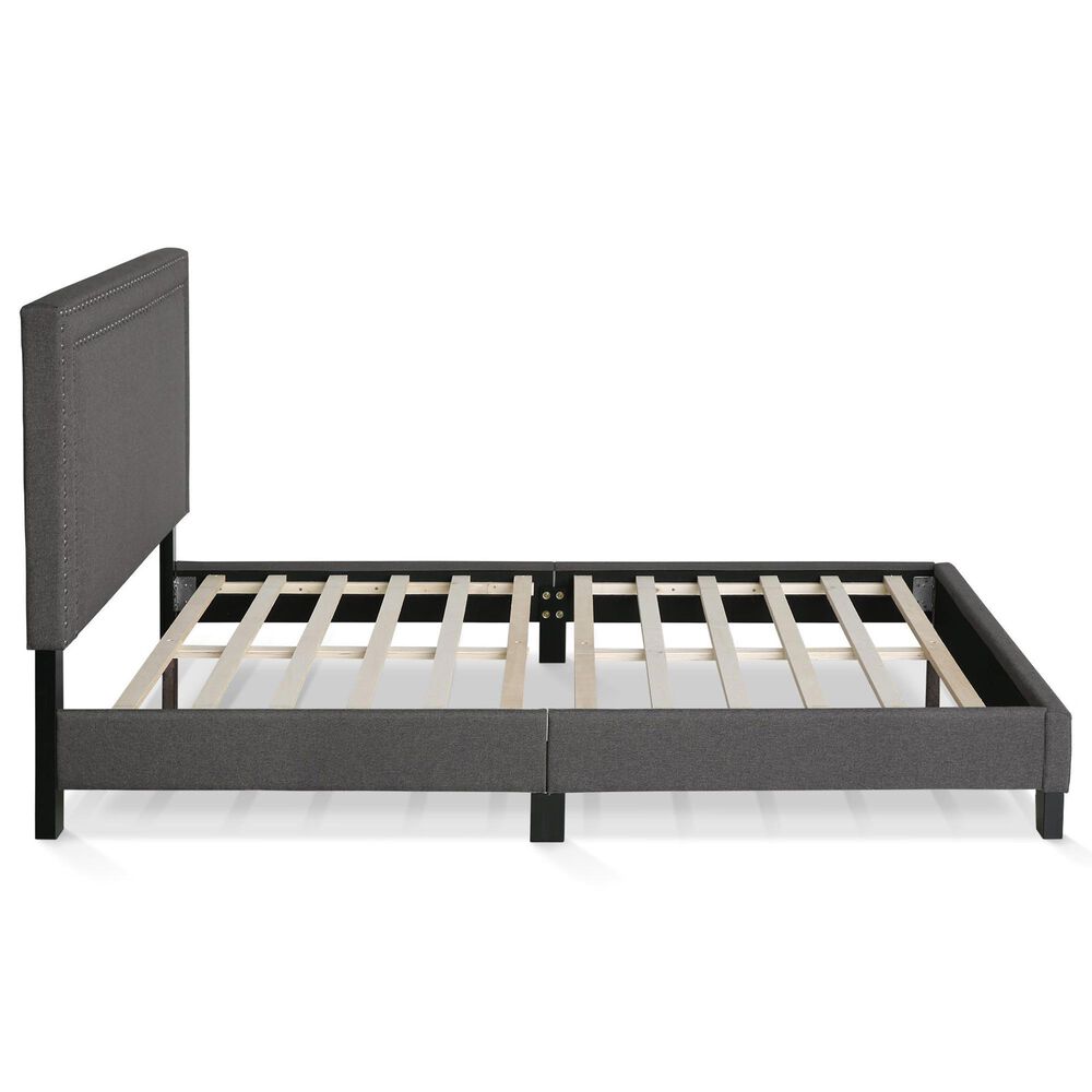 HOMLUX Laval Full Upholstered Platform Bed Frame in Stone, , large