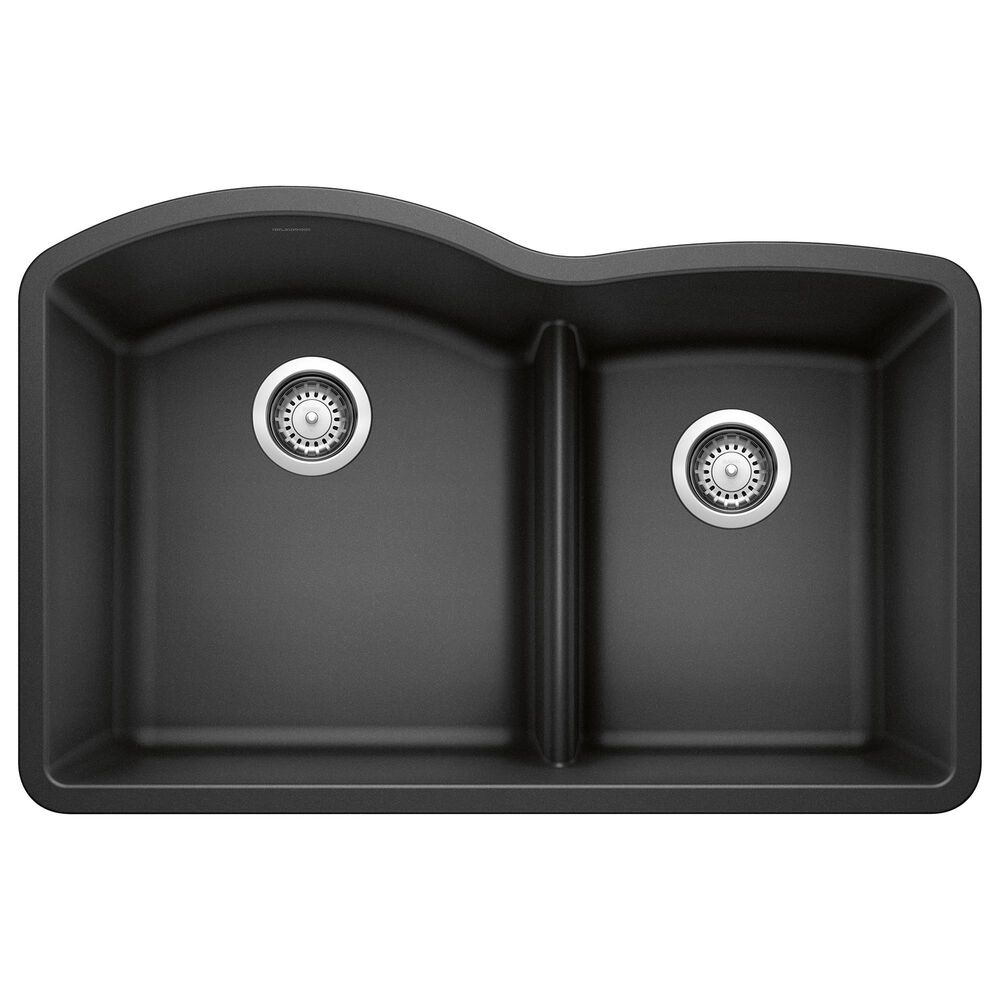 Blanco Diamond 32" 1-3/4 Double Bowl Kitchen Sink with Low Divide in Anthracite, , large