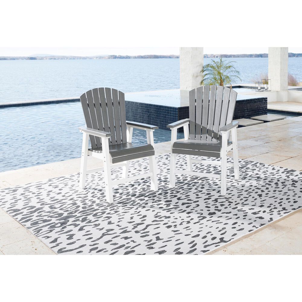 Ashley Transville Patio Arm Chair in Gray and White &#40;Set of 2&#41;, , large