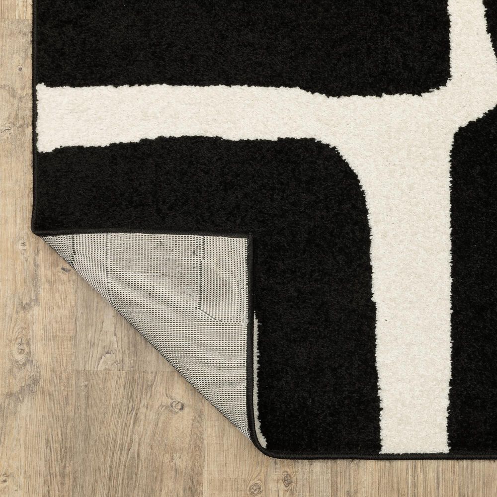 ROW by Oriental Weavers Quinn Abstract Black and Ivory 2' x 7' Runner, , large