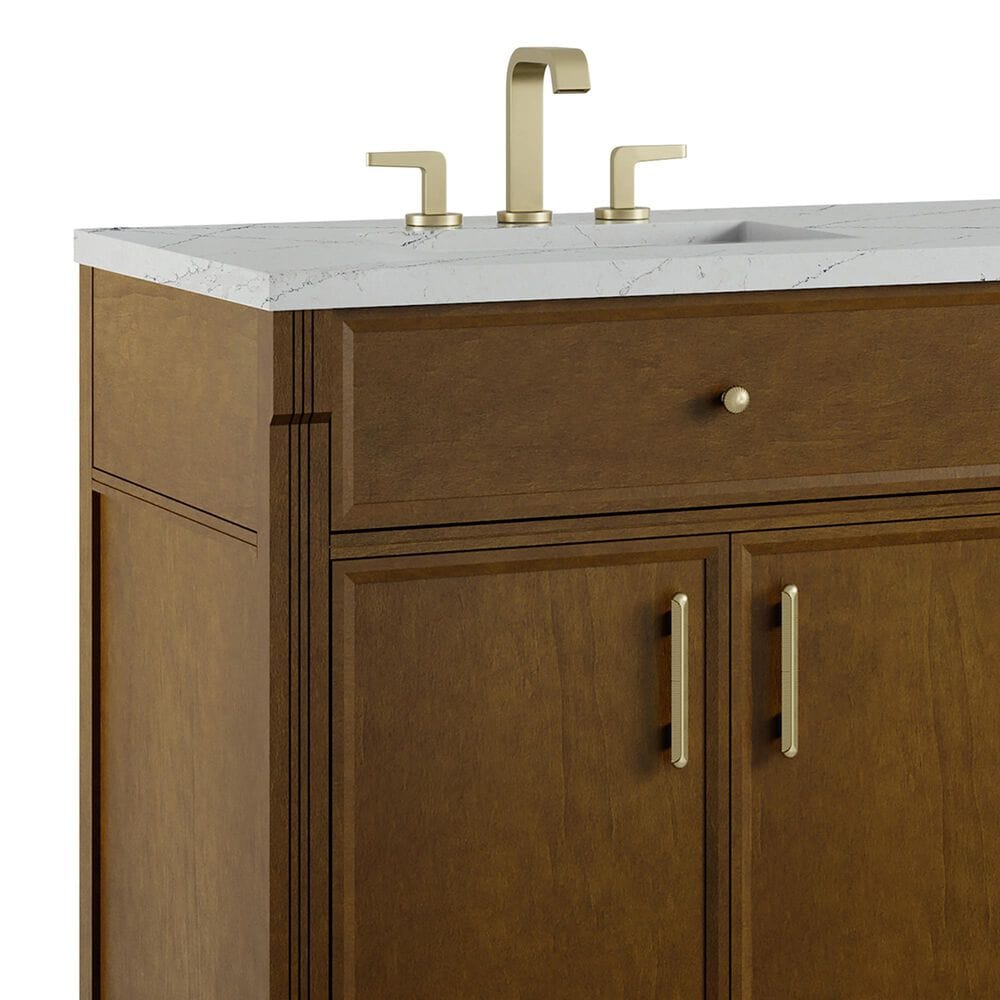 James Martin Bellshire 72" Double Bathroom Vanity in Honey Oak with 3 cm Ethereal Noctis Silestone Top and Rectangular Sinks, , large