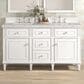 James Martin Vanities Lorelai 60" Double Vanity in Bright White with 3 cm Eternal Jasmine Pearl Quartz Top, , large