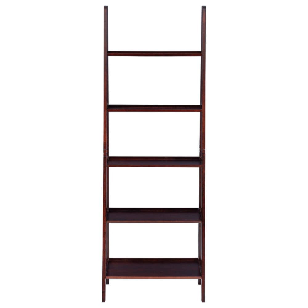 Linon Home Decor Acadia 5-Shelf Ladder Bookcase in Espresso, , large