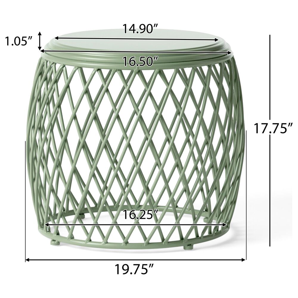 Hearth and Haven Alamera Outdoor Metal Lattice Side Table in Green, , large