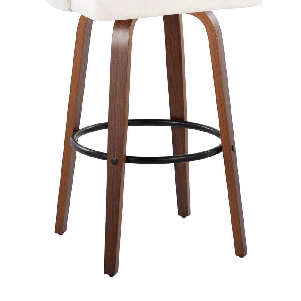LumiSource Dahlia Swivel Bar Stool with Cream Upholstery in Walnut and Black (Set of 2), , large