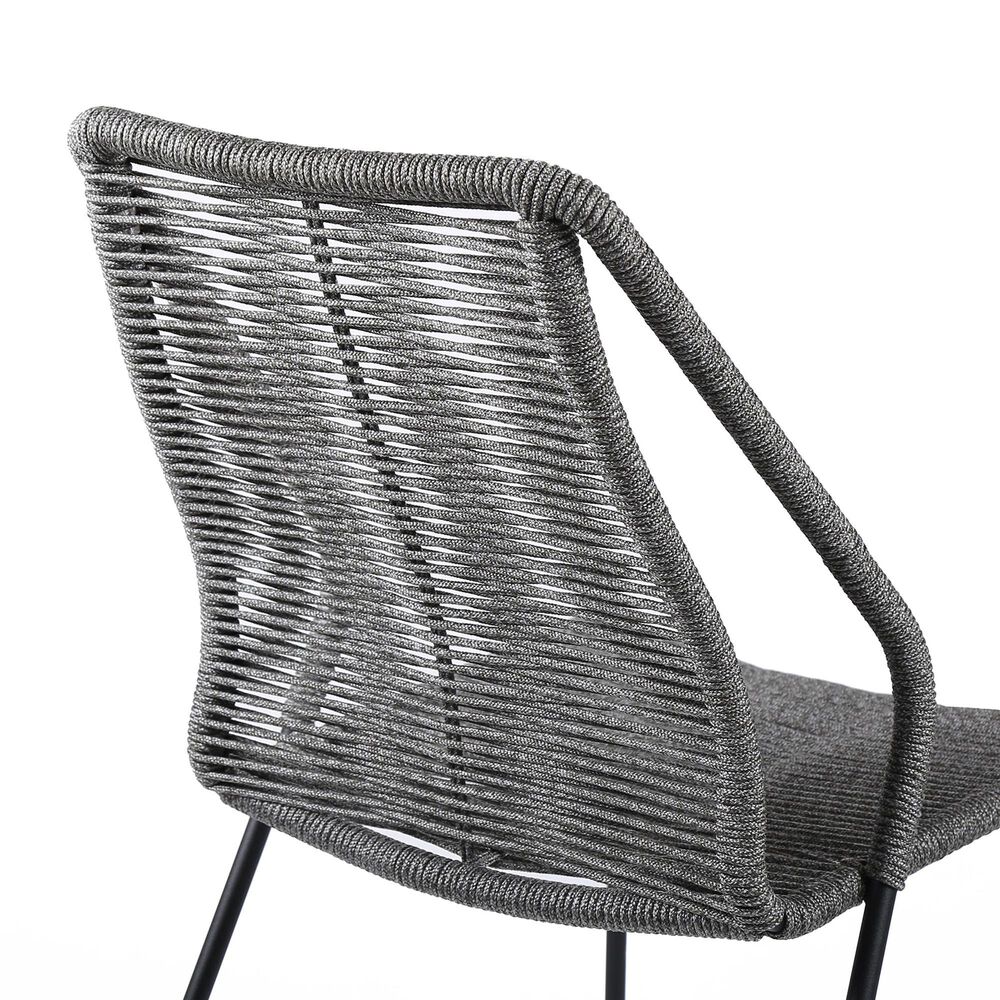 Blue River Clip Outdoor Dining Chair with Gray Rope in Black (Set of 2), , large