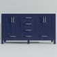 Lexora Home Jacques 60" Double Bathroom Vanity in Navy Blue with 2 cm White Quartz Top and Rectangular Sinks, , large