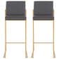 Lumisource Fuji Stackable Barstool with Grey Faux Leather in Gold (Set of 2), , large
