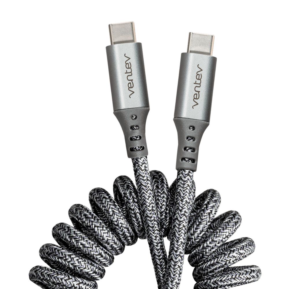 Ventev Chargesync Helix Coiled Usb C To Usb Type C Cable 3ft - Gray, , large