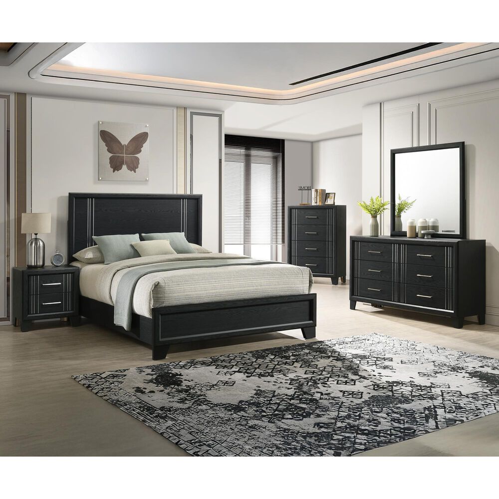 Crown Mark Charlie 2-Drawer Nightstand in Charcoal, , large