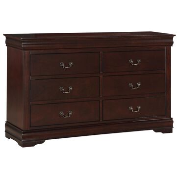 Crown Mark Louis Philip 6 Drawer Dresser Only in Cherry, , large