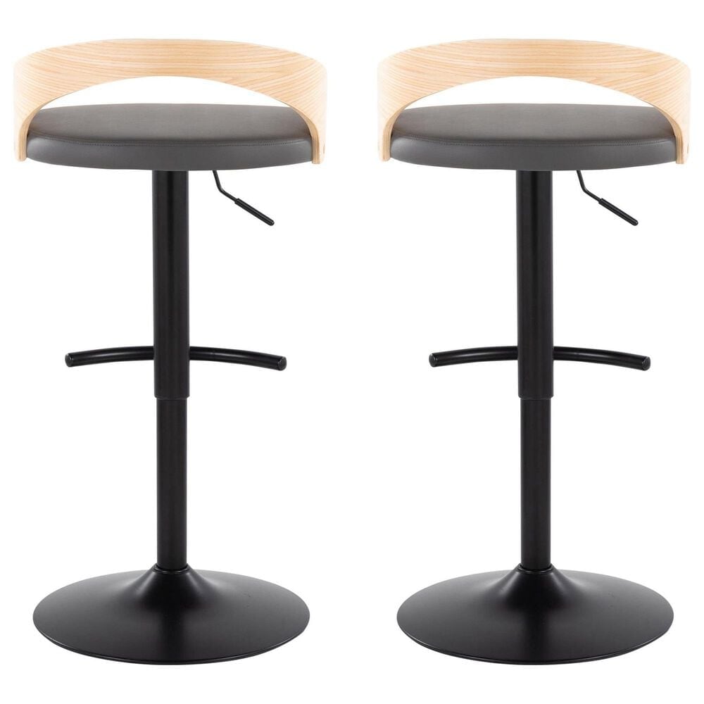 LumiSource Grotto Contemporary Adjustable Barstool with Swivel in Black Metal, , large