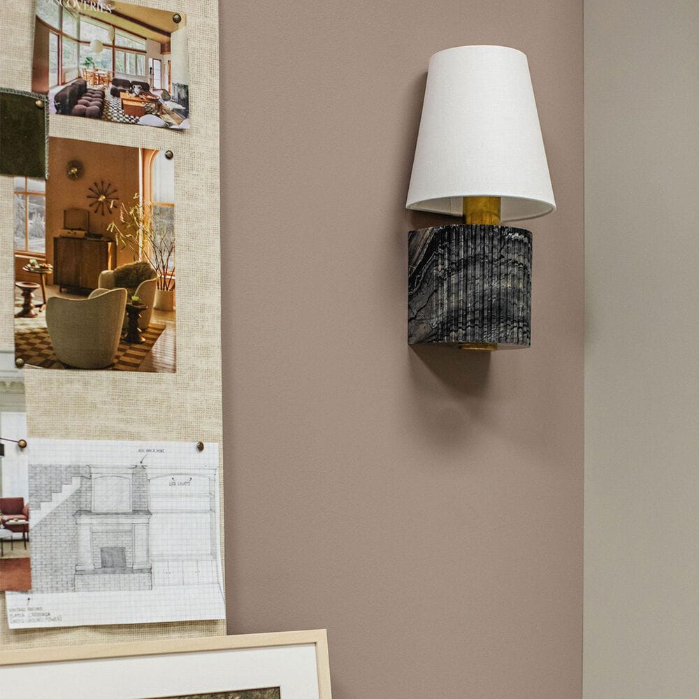 Corbett Lighting Aden 1-Light Wall Sconce in Vintage Brass and Black Marble, , large