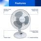 Cool-Living 12" 3-Speed Oscillating Table Fan in White, , large