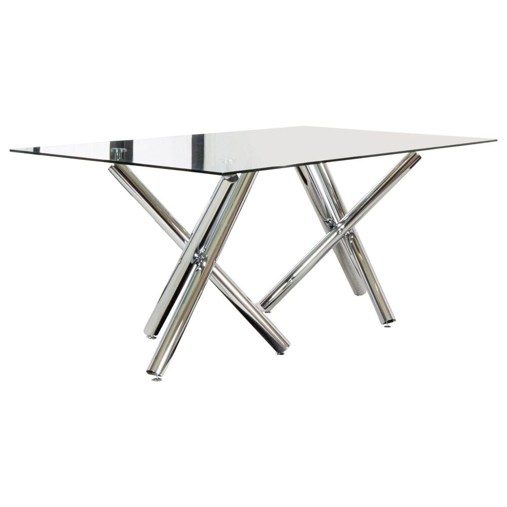 SUNSET Mantis and Murano/Mist 7-Piece Rectangular Dining Set in Clear and Chrome, , large