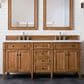 James Martin Vanities Brittany 72" Double Bathroom Vanity in Saddle Brown with 3 cm Carrara White Marble Top and Rectangle Sinks, , large