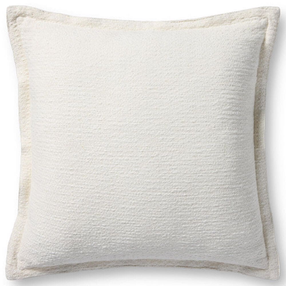 Loloi Morris 22" Square Throw Pillow in White and Ivory, , large