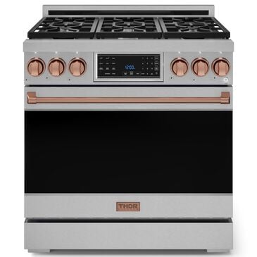 THOR KITCHEN Gordon Ramsay 6 Cu. Ft. 36" Professional Natural Gas Range with Rose Gold Handle Kit in Stainless Steel, , large