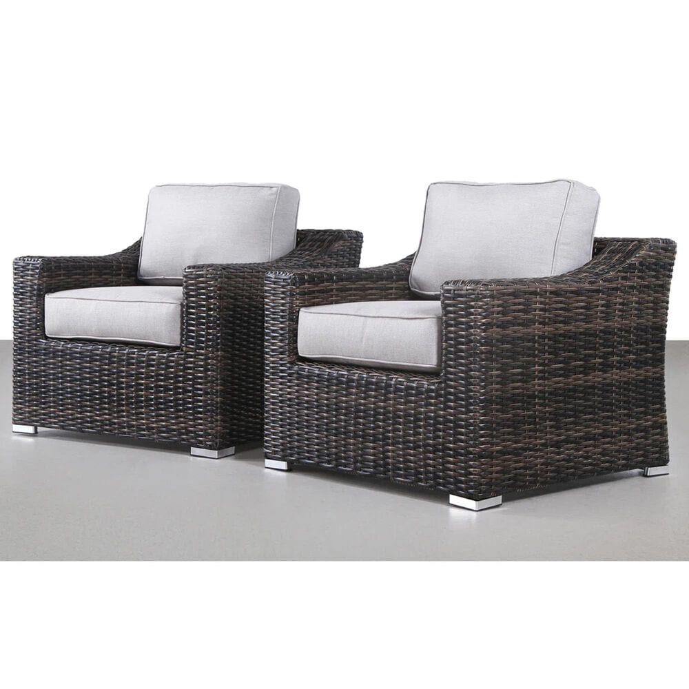 Hearth and Haven Outdoor Armchairs with Espresso Wicker in Gray (Set of 2), , large