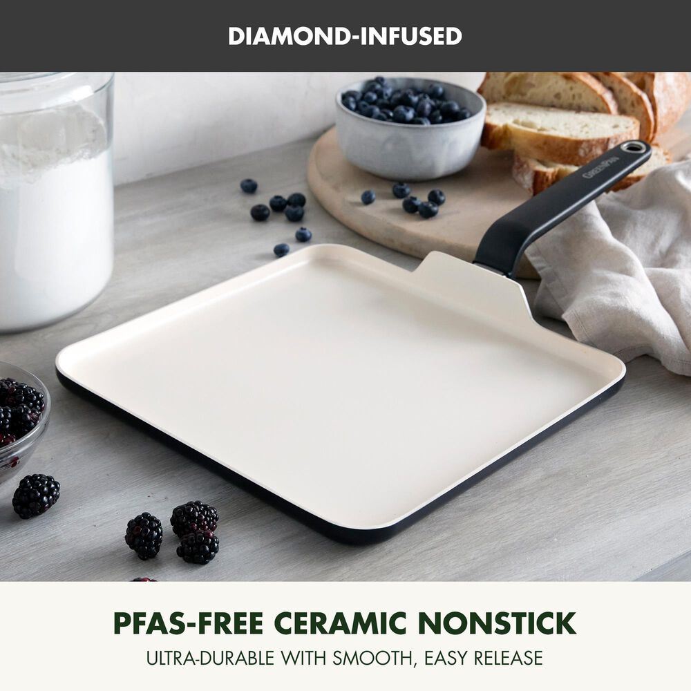 Green Pan Rio Advanced 11" Square Griddle in Black, , large
