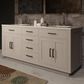 Lexora Home Abbey 72" Double Bathroom Vanity in White Oak with 2 cm White Carrara Marble Top and Rectangular Sinks, , large