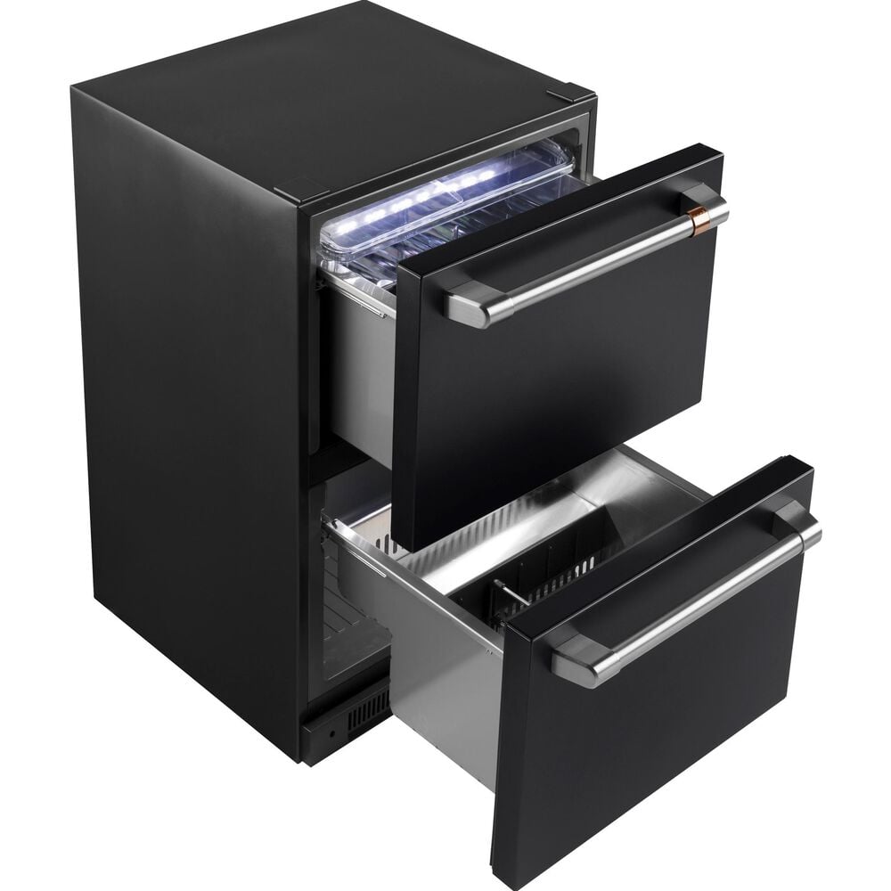 Cafe 5.7 Cu. Ft. Built-In Dual-Drawer Refrigerator in Matte Black and Brushed Stainless Handles, , large